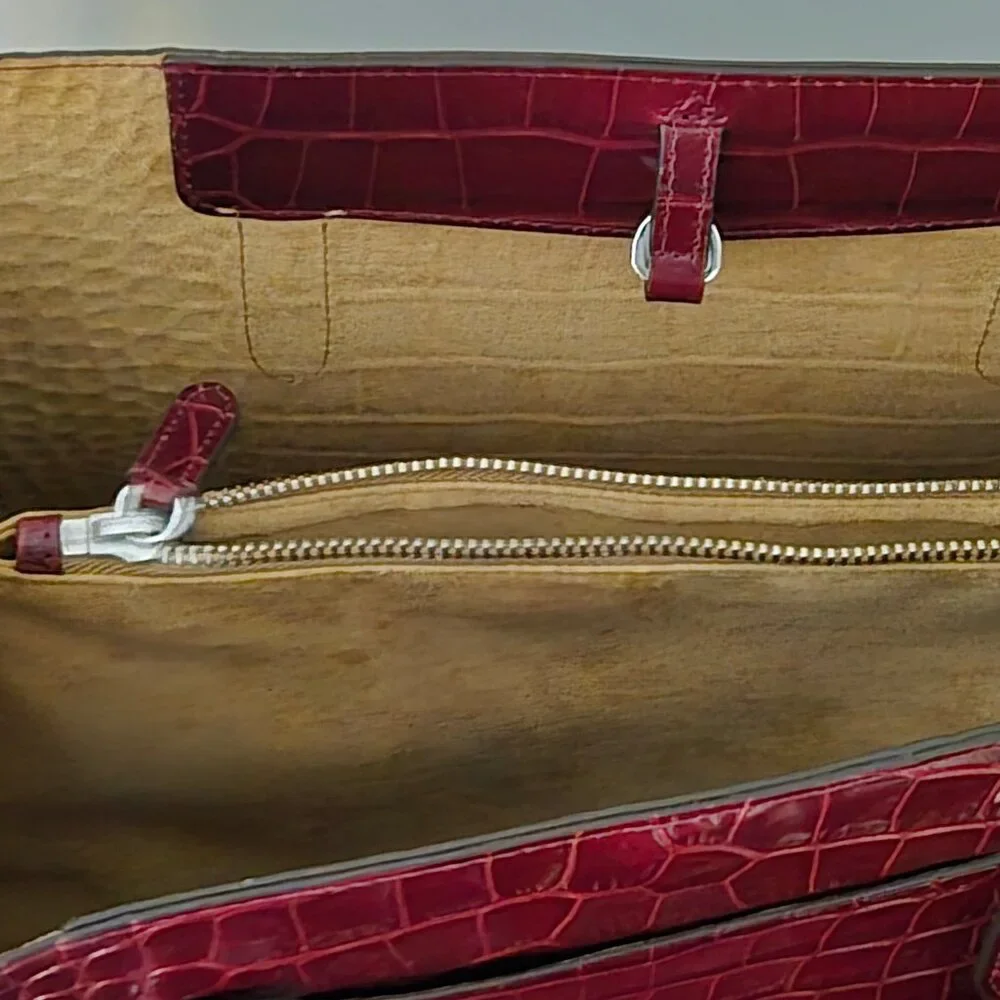 Lauren Ralph Lauren Marcy Large Croc-Embossed Leather Satchel - Picture 3 of 4